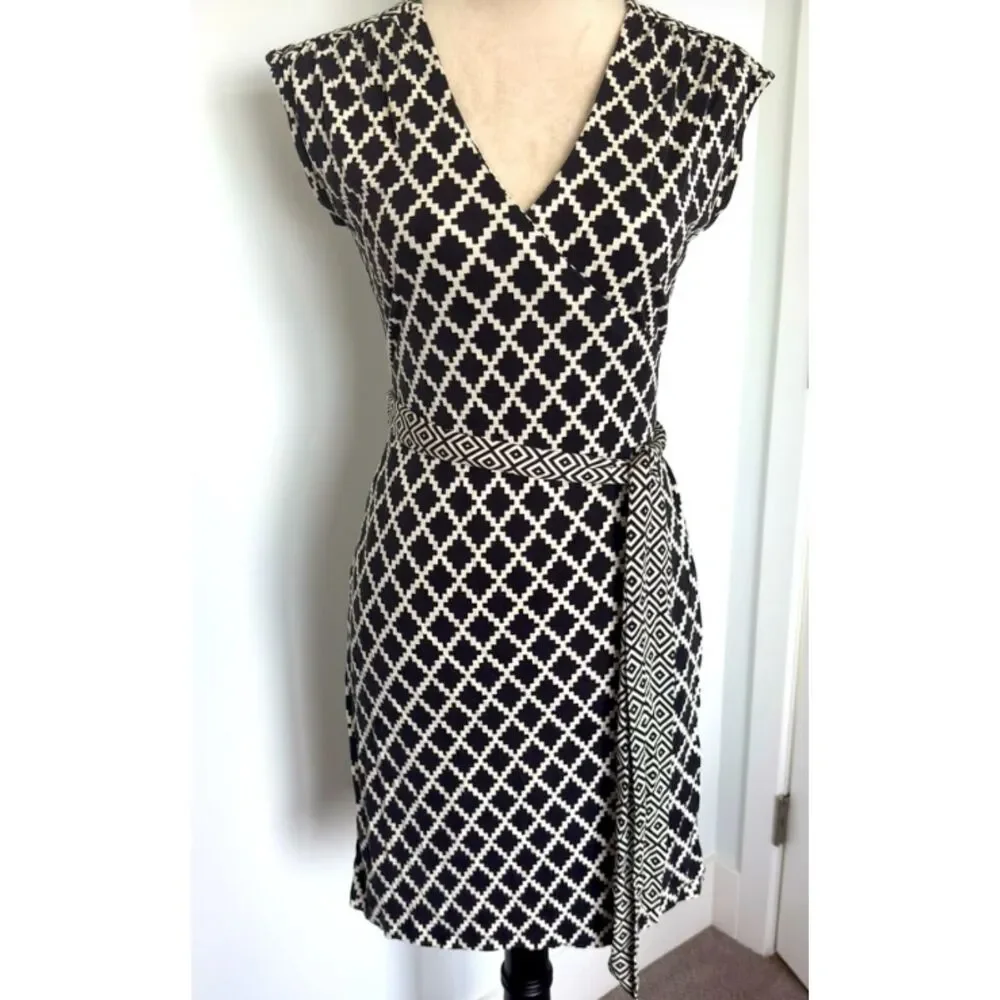 Tory Burch Black & White Silk Wrap Dress - Size XS
